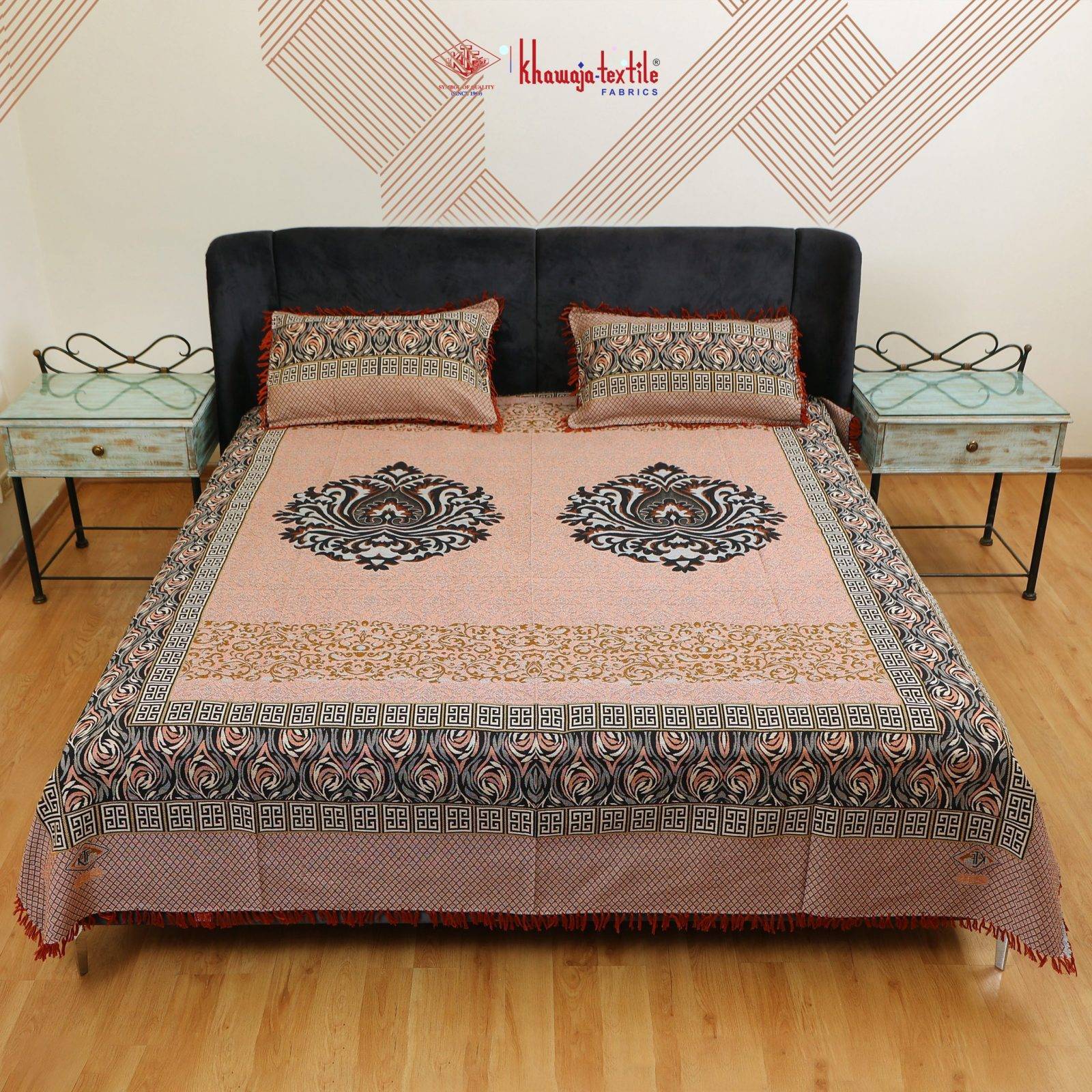 King Size Multani Bedsheet Khawaja Textile Laser 3b – King, Orange