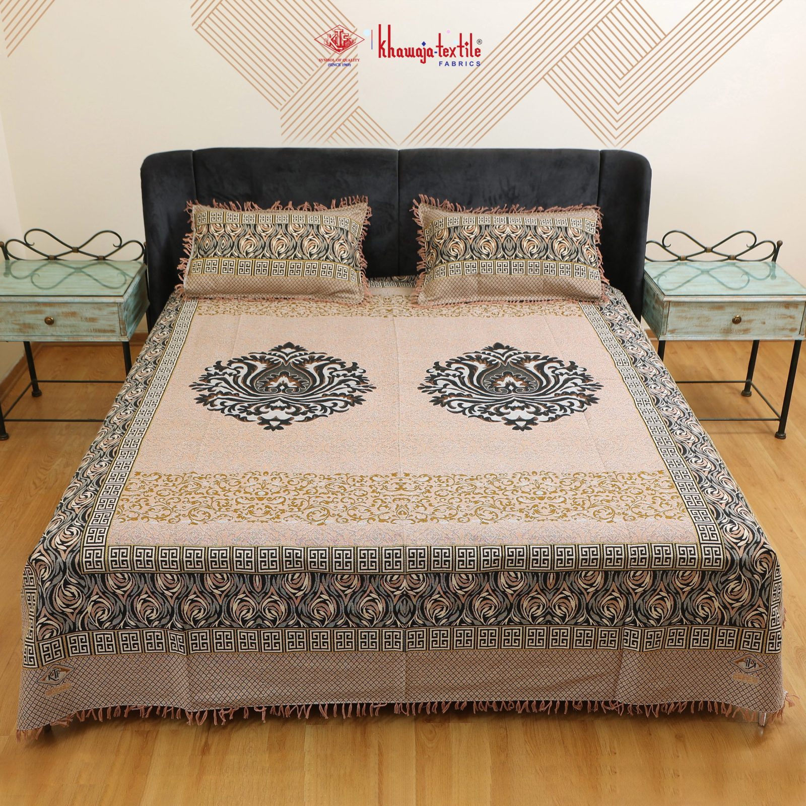 King Size Multani Bedsheet Khawaja Textile Laser 3b – King, Light Brown