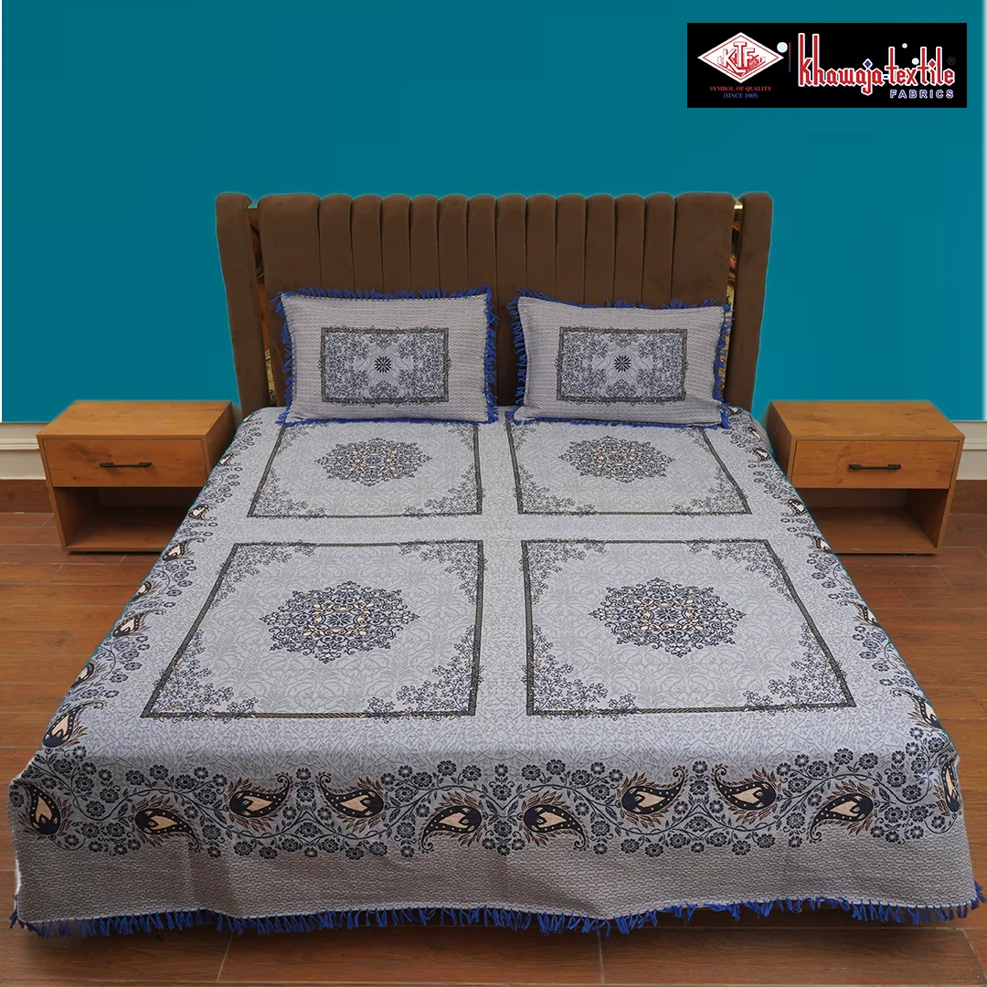 King Size Multani Bedsheet Khawaja Designers New Special – King, Sky Blue
