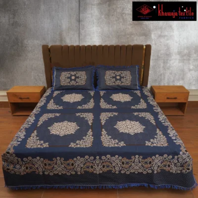 King Size Multani Bedsheet Khawaja Designers New Special – King, Medium Royal Blue thumbnail