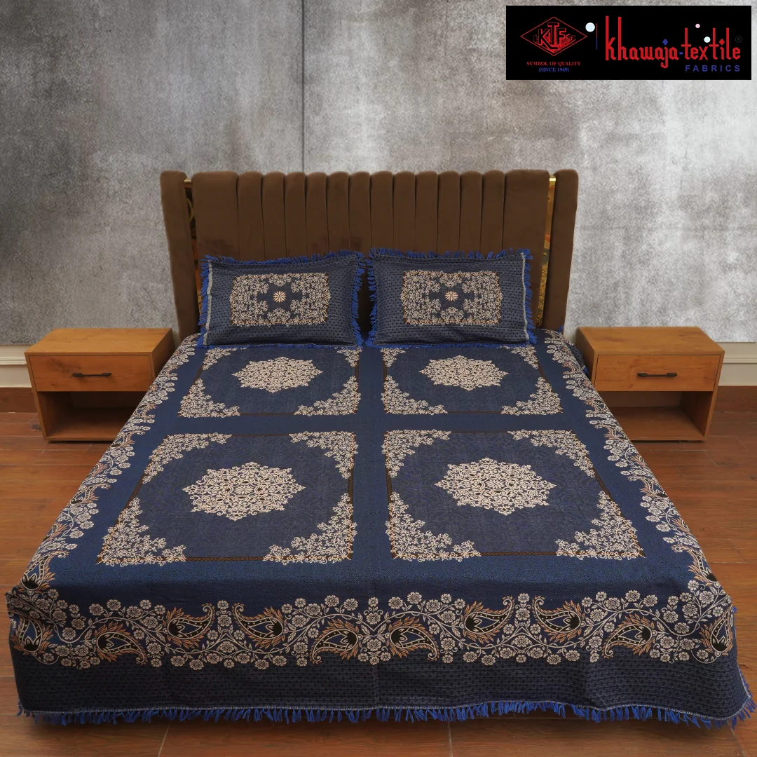 King Size Multani Bedsheet Khawaja Designers New Special – King, Medium Royal Blue
