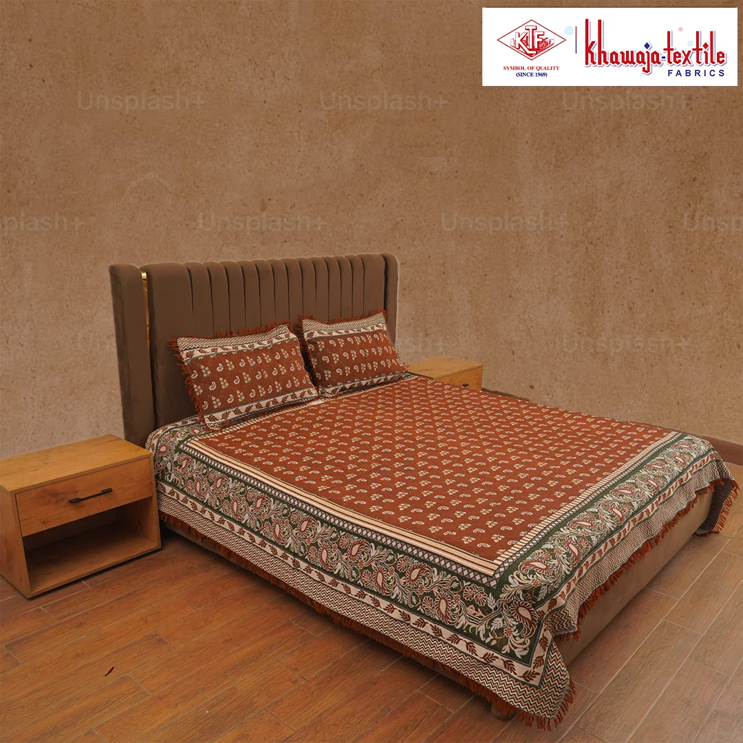 King Size Multani Bedsheet Khawaja Textile Joy – King, Golden