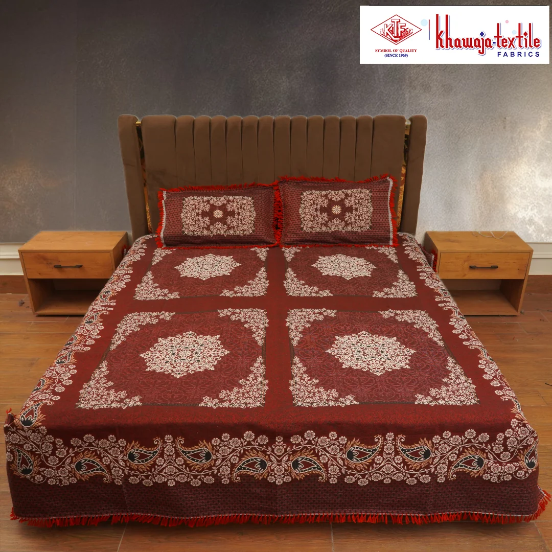 King Size Multani Bedsheet Khawaja Designers New Special – King, Maroon