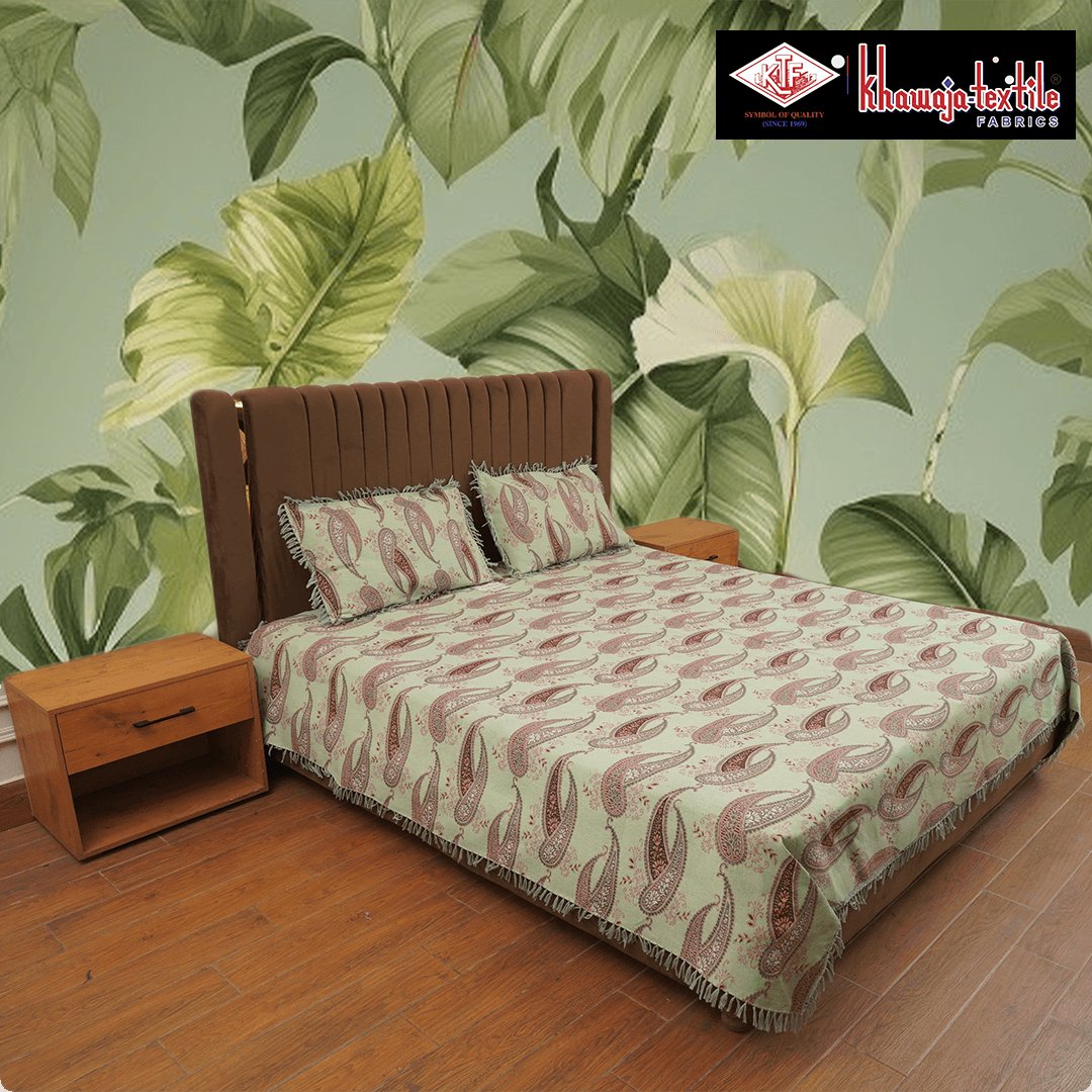 King Size Multani Bedsheet Khawaja Designers Plainn – King, Mehndi