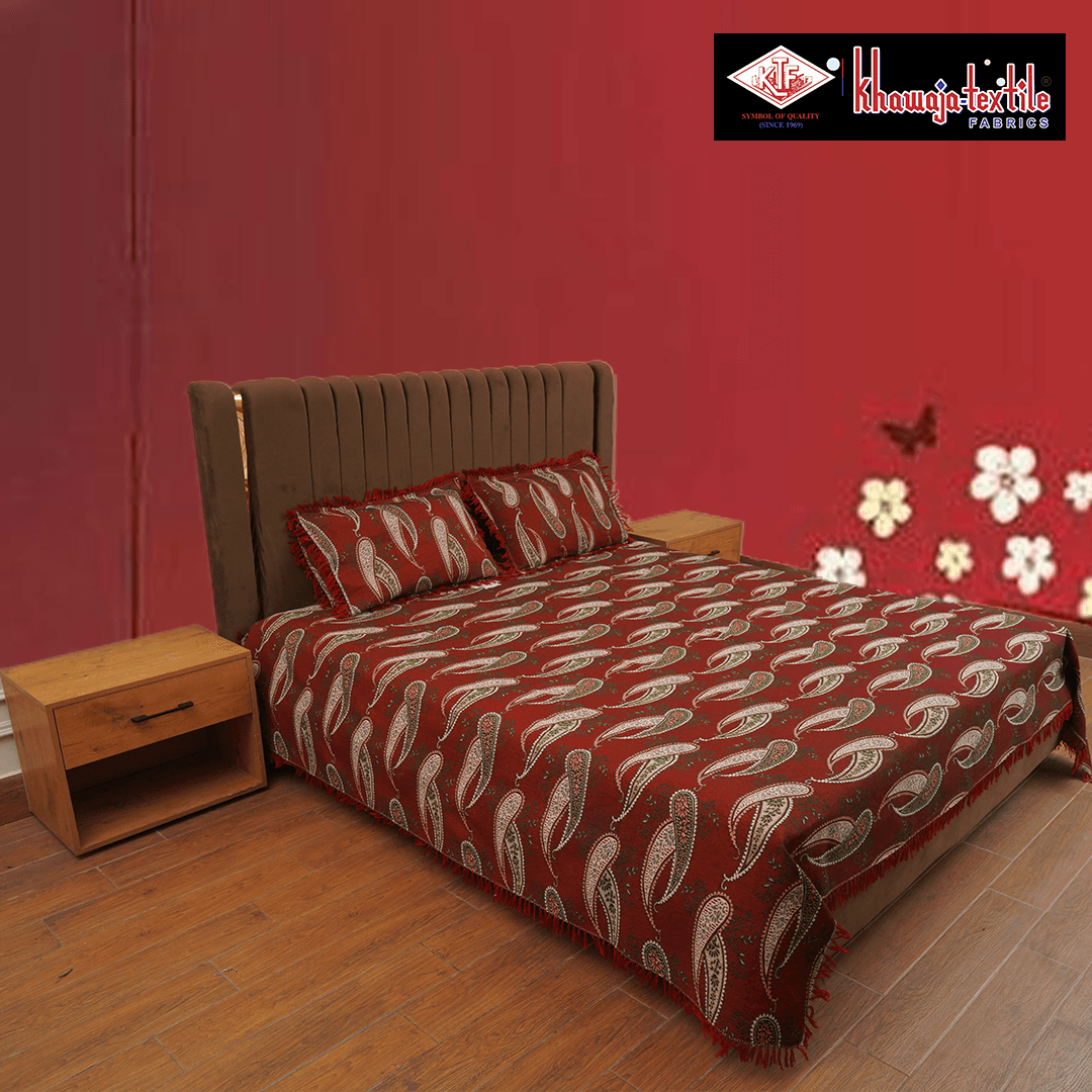 King Size Multani Bedsheet Khawaja Designers Plainn – King, Maroon
