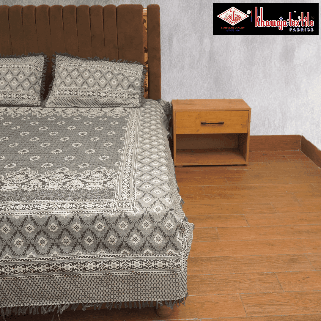 King Size Multani Bedsheet Designers Grace – King, Light Grey